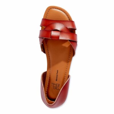 Time And Tru Flat Memory Foam Hurarche Sandels Size 10 Cognac Brown