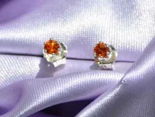 3MM ROUND ORANGE SAPPHIRE STUDS IN 925 STERLING SILVER