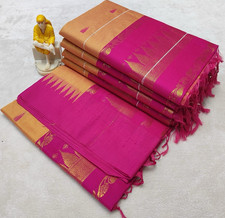 Handmade Silk Saree for Women Purple Gold Pink Green Orange Traditional