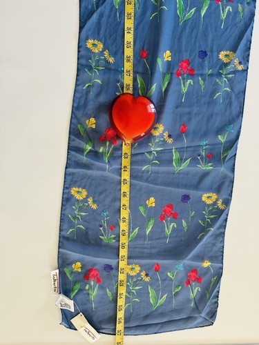 Talbots Women’s 100% Silk Scarf Blue Floral Spring Summer Preppy Garden NWT 57” - Bild 6 von 7