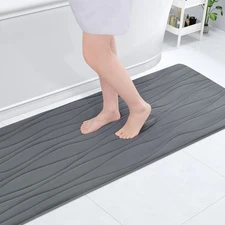 Memory Foam Bathroom Rug, 47x17, Dark Grey, Non-Slip, Absorbent, Washable Mat