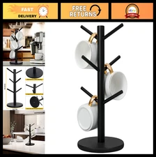 Mug Holder Tree with 6 Hooks - Coffee Cup Organizer Stand, Black Kitchen Decor