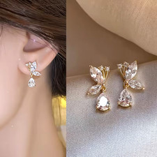 Fashion Shining Rhinestone Butterfly Earrings Jewelry Women Holiday Gift