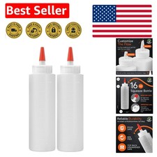 16oz Red Squeeze Bottles - 2-Pack for Oil, Dressings More - BPA Free