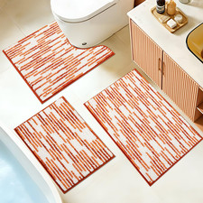 BSICPRO Bathroom Rugs Sets 3 Piece, Non-Slip Chenille Toilet Rugs with TPR Backi