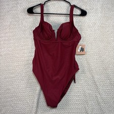 Shade Shore Burgundy Underwire One Piece Swimsuit M NWT