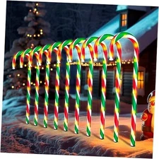  10PK Christmas Candy Cane Pathway Lights Outdoor Decorations 21" 8 Red&Green
