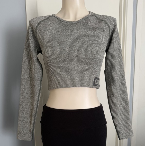 Echt Arise Comfort Cropped Top Sz L Grey  Gym Wear Athletic Yoga Training Gc