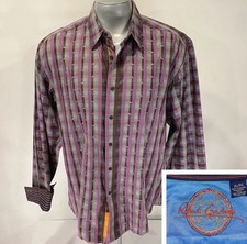 ROBERT GRAHAM XL Long Sleeve Men Geometric Shirt Multicolor Button Up Flip Cuffs