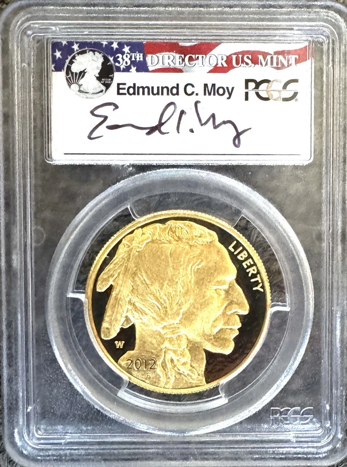 First Strike American Buffalo 2012-W $50 graduación profesional 1 oz oro Edmund Moy Foto 2 de 4