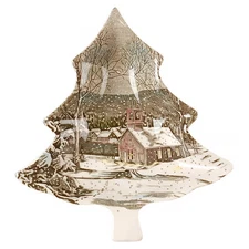 Small Tree Shaped Dish VTG JOHNSON BROS 'The School House' The Friendly Village