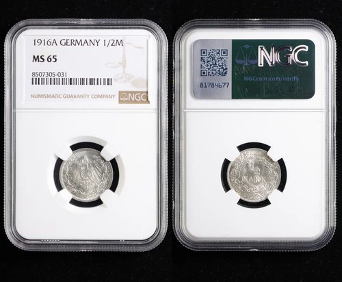 1916A GERMANY 1/2M NGC MS 65