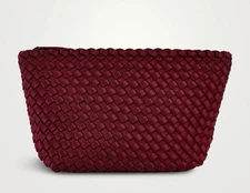 NAGHEDI Portofino Salmon Pink Medium Handwoven Neoprene Cosmetic Pouch Clutch