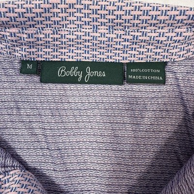 SHIRT GOLF POLO Bobby Jones Mens MEDIUM S/S  Classic Geometric PINK GRAY