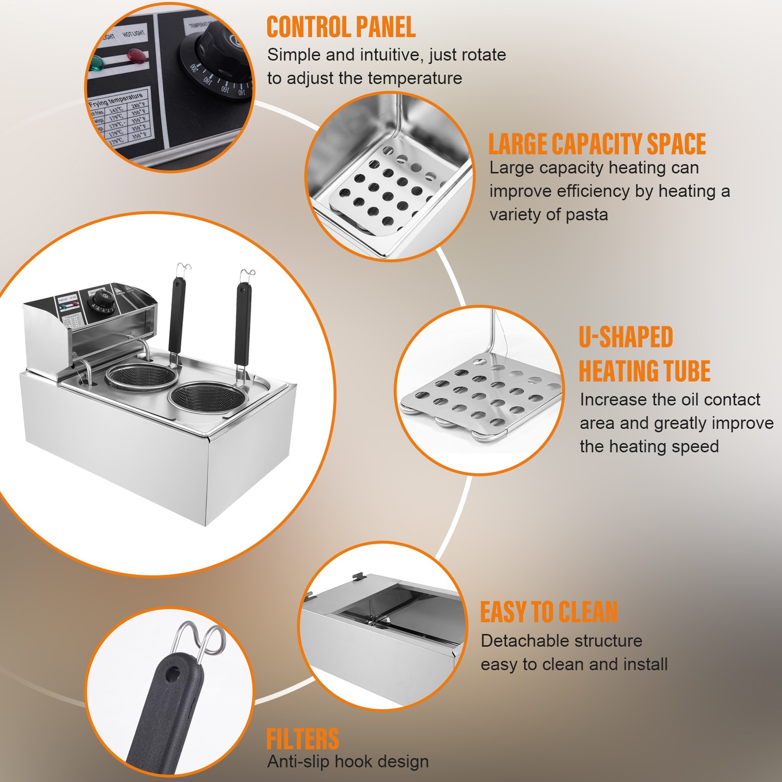 Commercial Pasta Cooker Electric Noodle Cooker with 2 Baskets for Restaurant