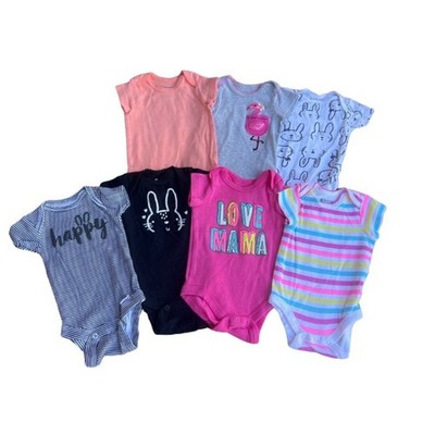 Bundle Of 7 New Born Onesies Baby Clothes  EUC Baby Girl