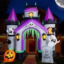 Inflatable Halloween Castle Archway 12FT LED Lights Waterproof Dual Fans Outdoor