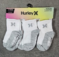 Hurley 6 Pack Ankle Socks Newborn 6-12 Months