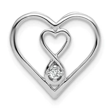 10k White Gold Natural Diamond Open Douple Heart Pendant