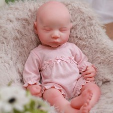15 in Eyes Closed Sleeping Newborn Full Platinum Silicone Reborn Baby Dolls Girl