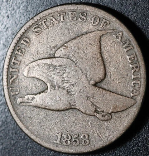 1858 FLYING EAGLE CENT - Large Letters LL - Near FINE