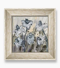 Daisies Original Artwork Daisy Oil Painting Framed Wildflowers Art White Flowers