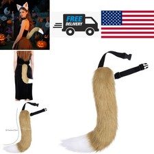 Cat Costume Faux Fur Tail 20.5 Inches Adjustable Belt for Halloween Cosplay
