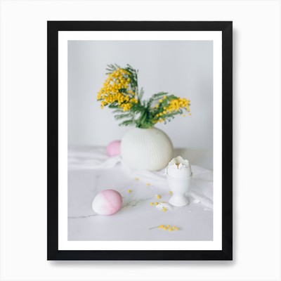 Ostereier und Blumen 2 Kunstdruck gerahmt Wandbild Poster Leinwanddruck Bild