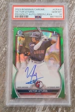 2023 Bowman Chrome - Victor Izturis Green Lava Refractor /99 Auto - PSA 10