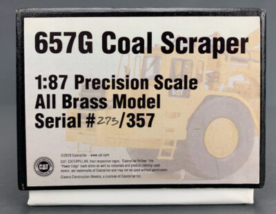 1:87 Classic Construction Models Brass Cat 657G Scraper Yellow