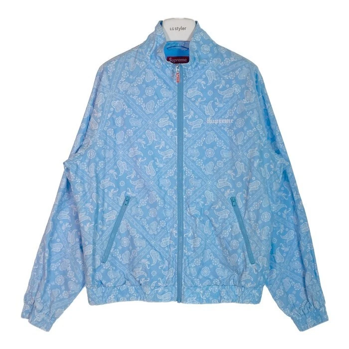 Veste de survêtement bandana Supreme 18SS bleu clair taille S motif intégral fermeture éclair complète