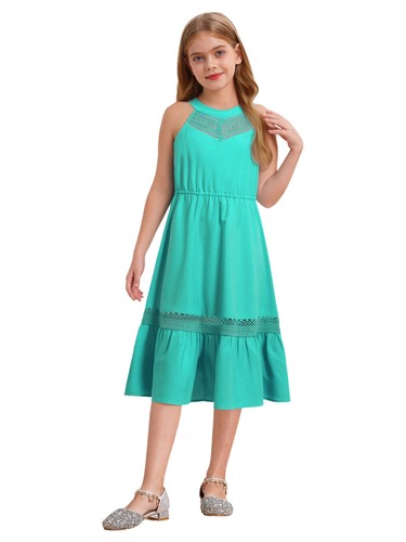 Kids Girls Dresses A-line Sundress Sleeveless Dress Party Outfits Boho Costume - Picture 36 of 74