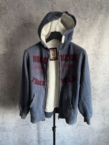 Y2K Fur Full Zip Hoodie 2000s Blue Sun-Faded Herren Gr. XS Hype - Bild 3 von 21