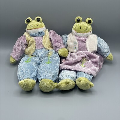 Creative Design Mr & Mrs Frog Decorative Collectible Plush 15  & 13  Vintage