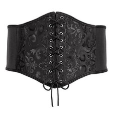 Womens Corset Belt Wide Elastic Lace Up Pirate Corset for Dress Black Renaiss...