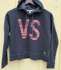 Victoria Secret VS Cropped Drawstring Hoodie Dark Gray Pullover Size S