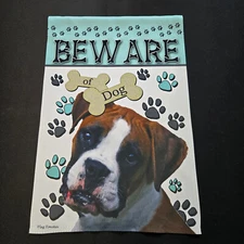 Funny Boxer Garden Flag Beware Of Dog Double Sided Yard Banner Decor