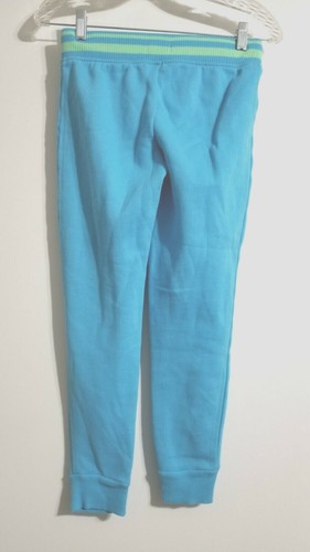 Cute Comfy Girl's SO Size12 Sweat Pants Blue w/green Silver Happy Face Emogi - Picture 4 of 7