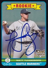 Matt Tuiasosopo Signed 2009 O-Pee-Chee Black Mariners Rookie Card #580 RC Auto'd