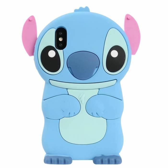 Coque Silicone Lilo & Stitch Pour IPhone 13/14/15 - Bleu - Housse Gel Anti-chocs Mignonne - Neuf Avec Emballage