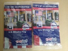 LOT of 2 Betsy American 12" x 18" with 2 suction cups Window Flag Made in USA
