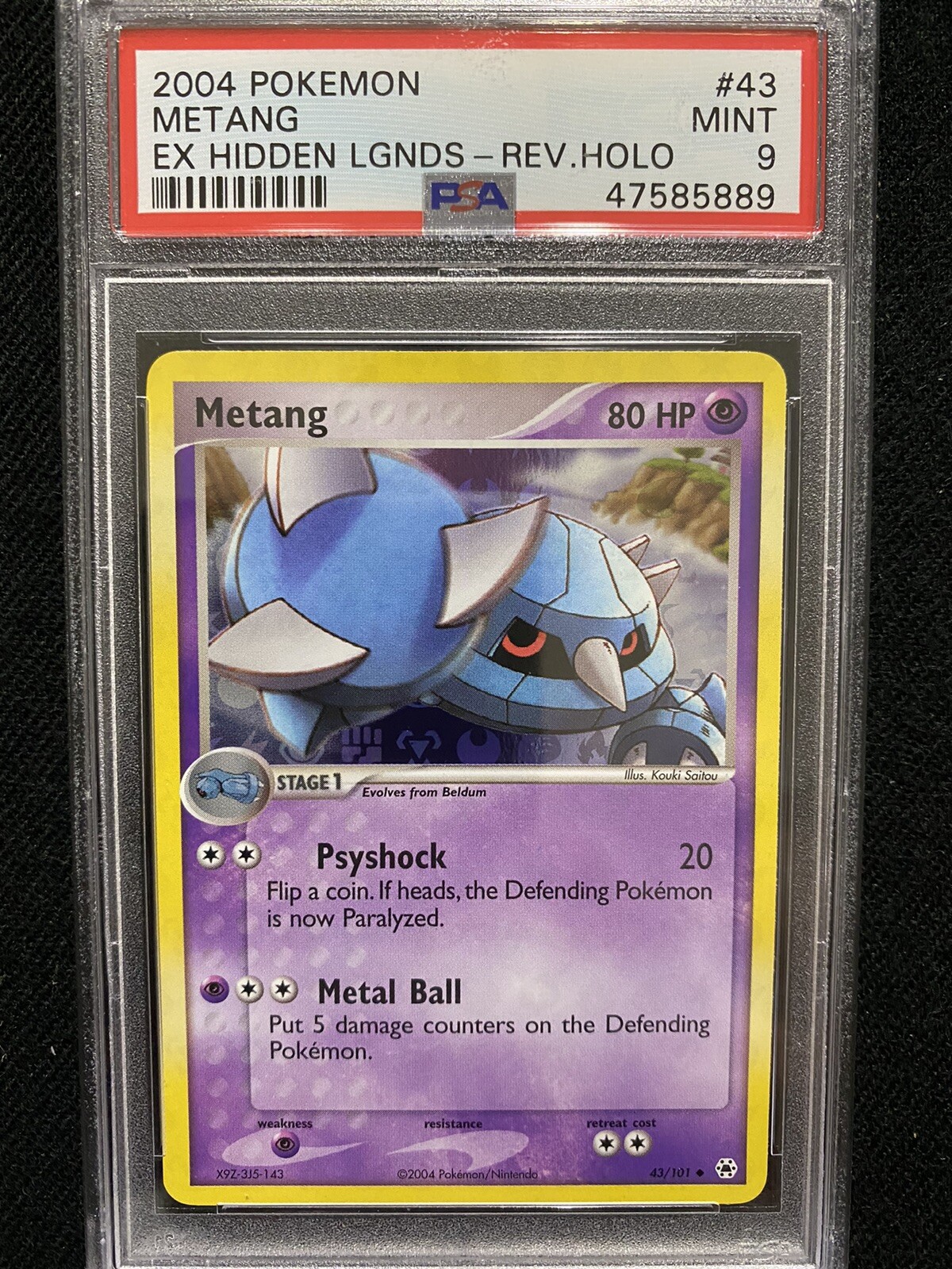 2004 Pokemon EX Hidden Legends Metang Reverse Holo 43/101 PSA 9 Mint