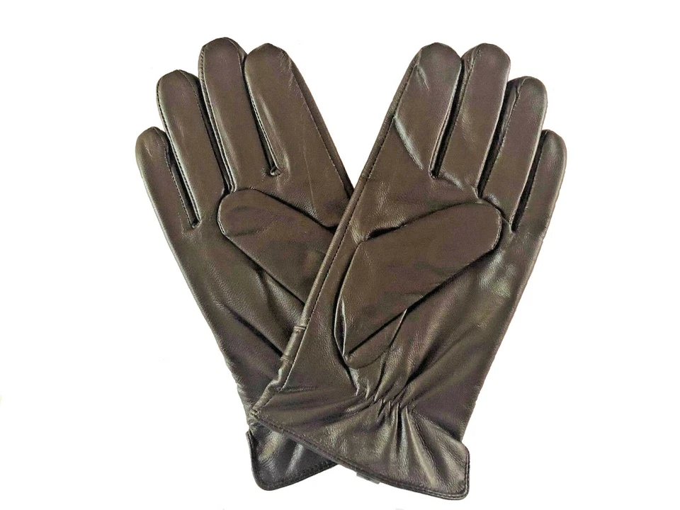 Luvas de inverno masculinas de couro macio GENUÍNO PELE DE CORDEIRO com forro de veludo - Imagem 4 de 4