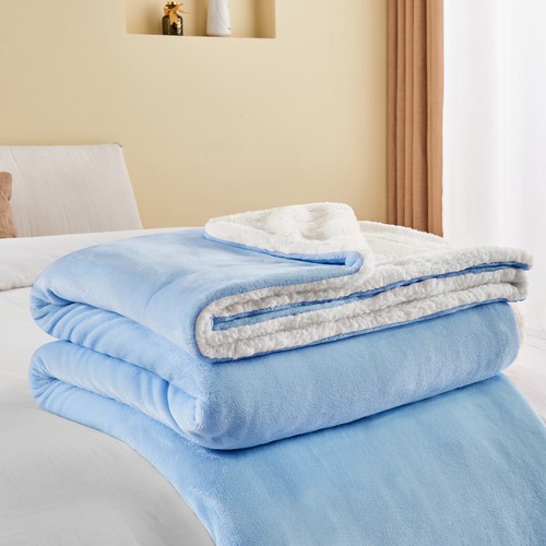 Luxury Sherpa & Flannel Fleece Blanket Large For Sofa Bed Couch Throw Soft Warm - Picture 11 of 19