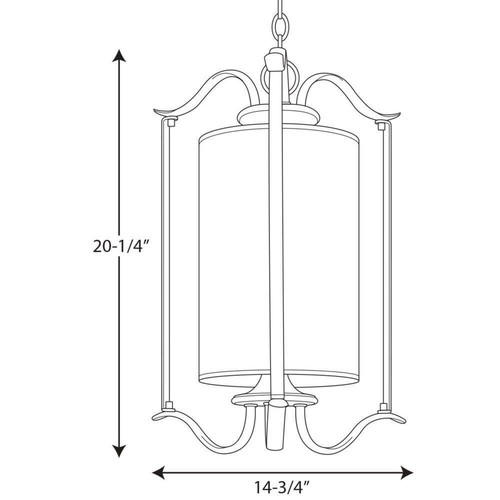 Progress Lighting Pendant 1-Light Traditional Fabric Shaded Metal Antique Bronze - Picture 2 of 4
