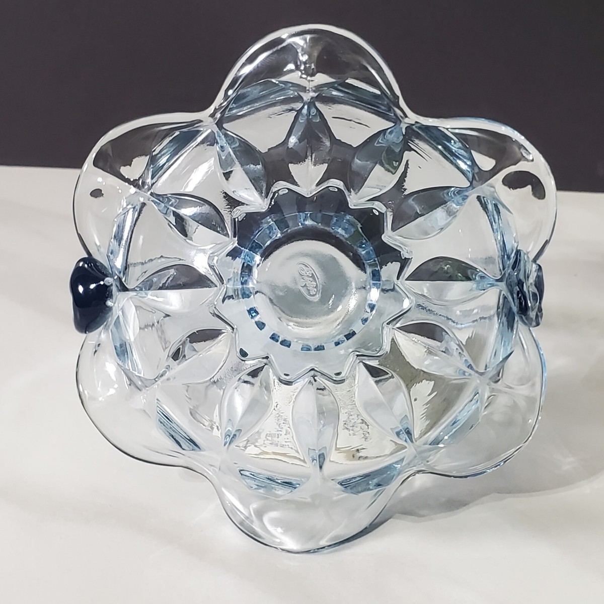 フェントン製のブルーの花籠 Fenton Blue Glass Basket | eBay