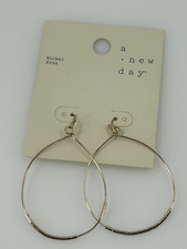 NEW A New Day Gold Tone Tear Drop Hoops Womens 2.5 Inch Drop