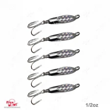 5pcs Fish WOW!® 1/2oz Chrome Silver Laser Fishing Kast Spoon Champ Cast