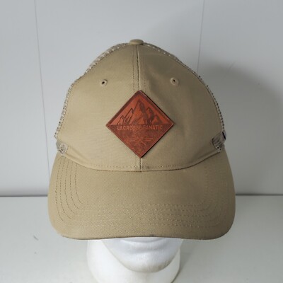Carhartt Lacrosse Fanatic Leather Patch Mesh Trucker Snapback Hat Beige Outdoor