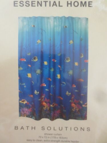 NIP Essential Home BLUE DEEP SEAS Polyester SHOWER CURTAIN - 70" x 71" - Picture 1 of 4